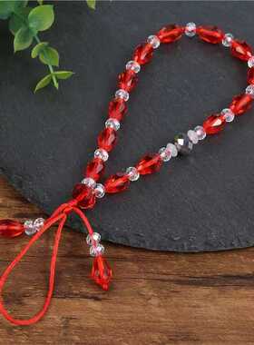 纯手工编织手机链水晶挂绳短款手腕女款创意时尚项链奢华挂件绳子