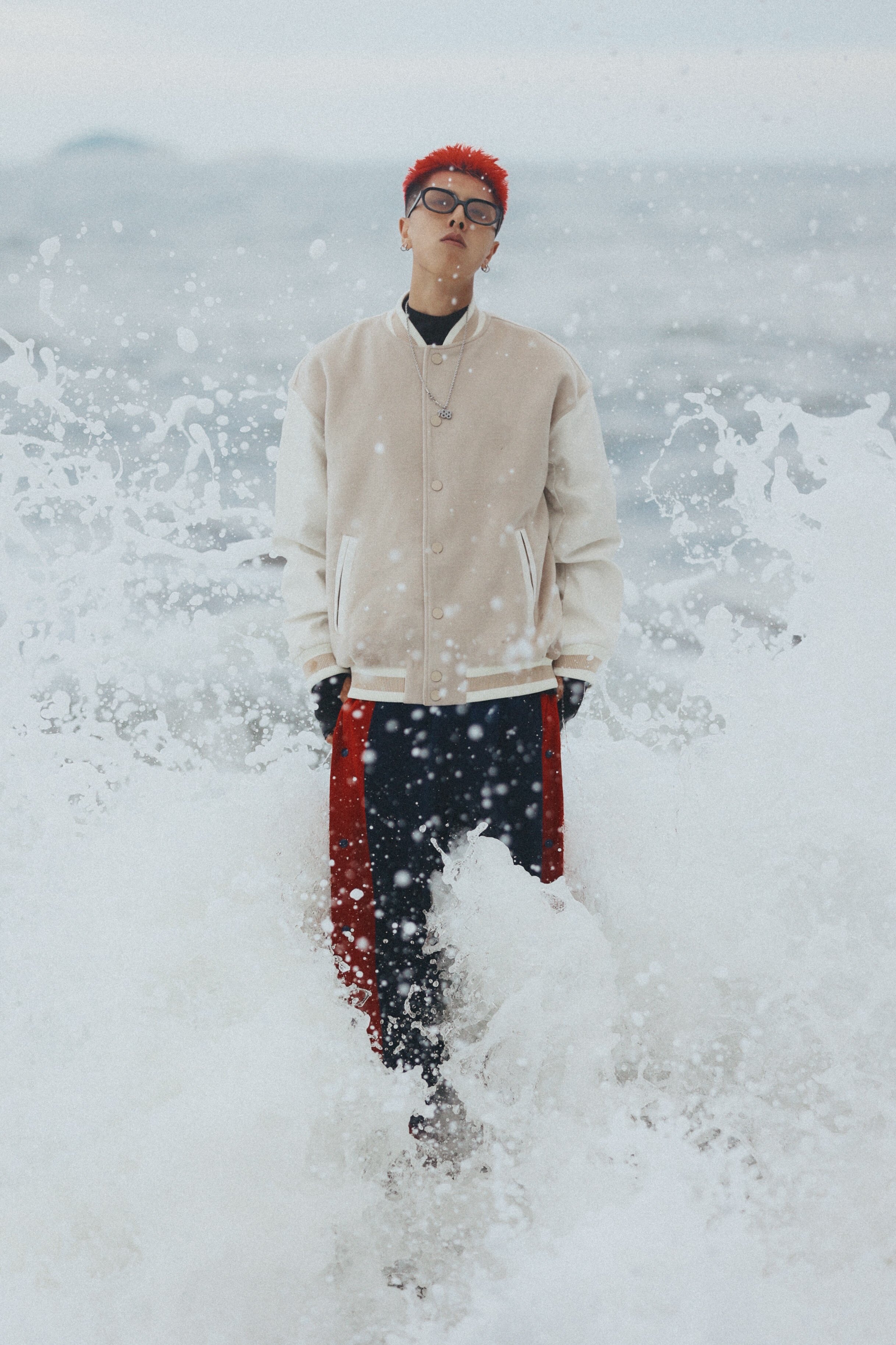 (Sold out)CNBBOY®”羊绒棒球服”米色海洋(黄海)