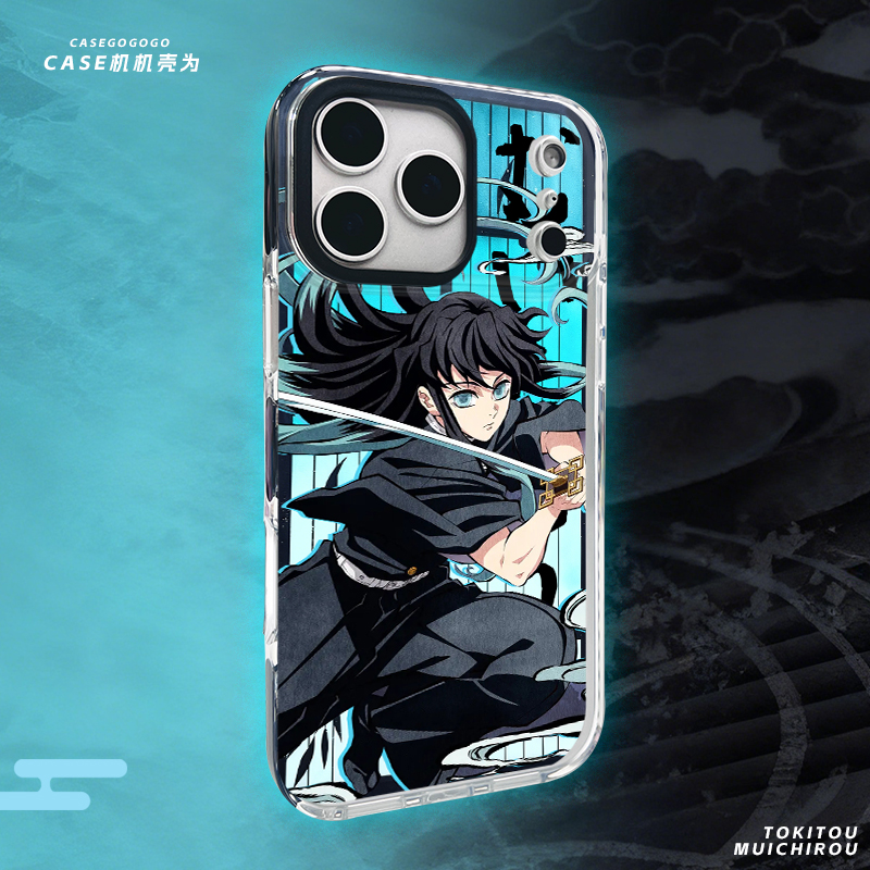 鬼灭之刃适用于苹果17Promax手机壳时透无一郎iPhone17卡通动漫保护套16Pro新款透明15plus