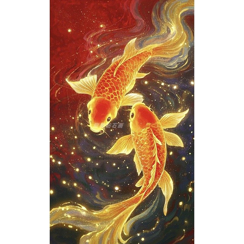 2025新款自己手工贴钻镶钻钻石画钻石绣带钻两只金色鲤鱼锦鲤三,居家布艺,钻石绣,淘宝优惠券,粉丝福利购,淘宝优惠卷