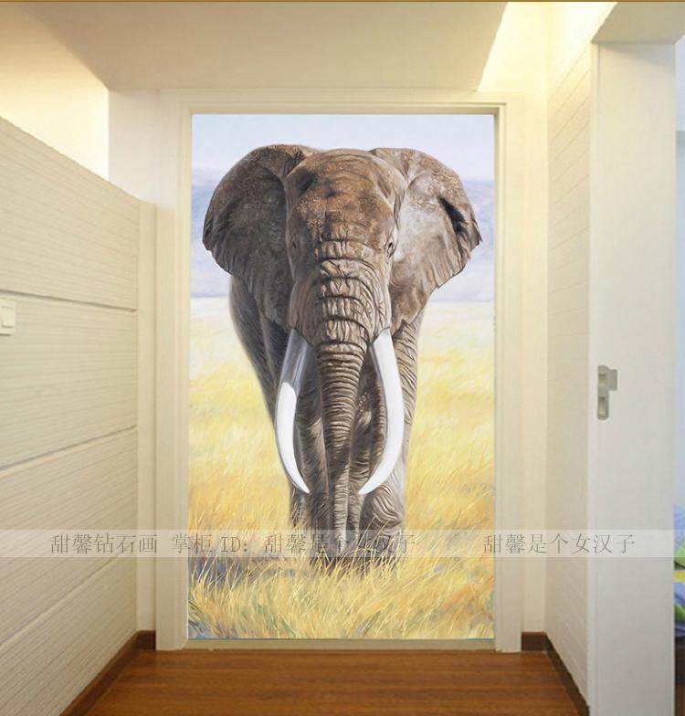东南亚泰国风格客厅走廊过道5D方钻满钻钻石画十字绣大象油画玄关