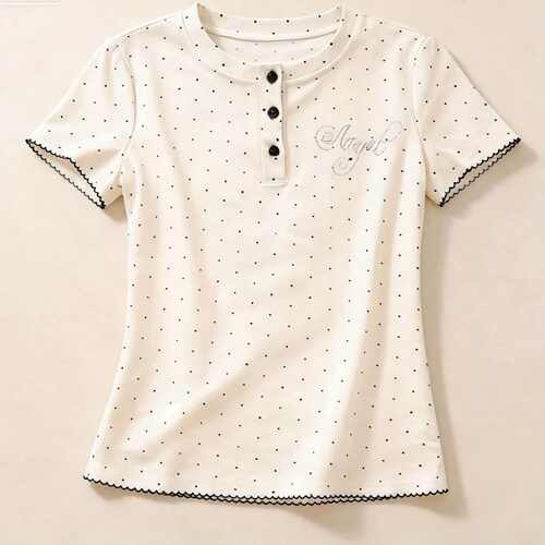 韩系巨好看的木耳边波点短袖T恤女夏季新款修身减龄正肩甜美上衣