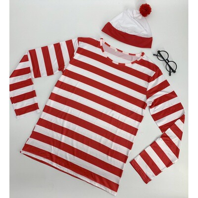 聪明的沃里 Where's Wally 英国动漫人物cosplay服 万圣节亲子装