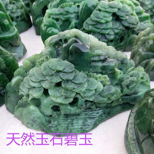 天然玉石摆件碧玉山子小桥流水南山不老松室内办公桌玄关位置摆放
