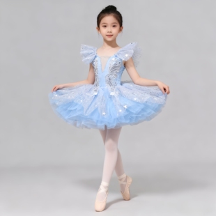 儿童专业芭蕾舞裙女童小天鹅亮片公主蓬蓬裙可爱舞台演出表演服装