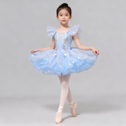 儿童专业芭蕾舞裙女童小天鹅亮片公主蓬蓬裙可爱舞台演出表演服装