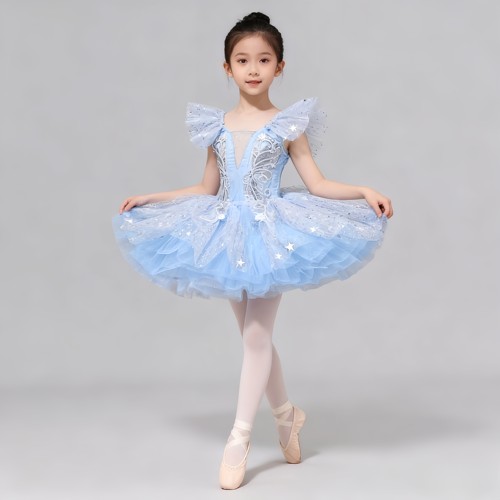 儿童专业芭蕾舞裙女童小天鹅亮片公主蓬蓬裙可爱舞台演出表演服装