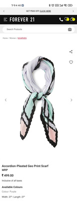 女士印花褶皱方巾丝巾头巾