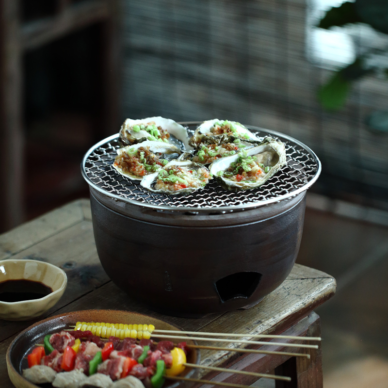 老式户外烧烤果木炭泥炉架