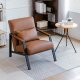 北欧轻奢皮艺单人沙发椅设计师简约现代客厅会所酒店接待休闲椅子