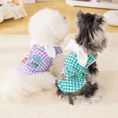 26春夏 雪纳瑞马甲约克夏背心比熊防晒 DB大大大蝴蝶结格子T恤