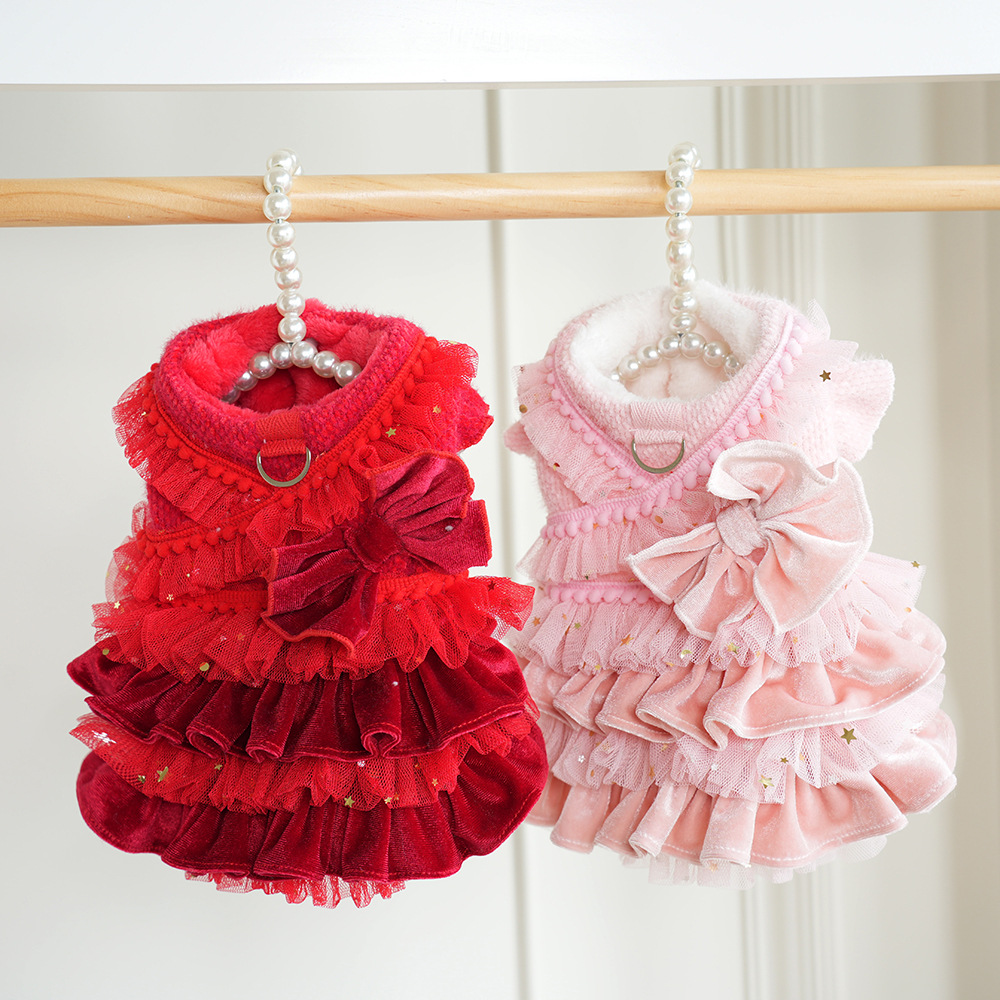 25秋冬！棒棒糖のGAO定多层蛋糕礼服泰迪婚纱比熊棉服约克夏裙子