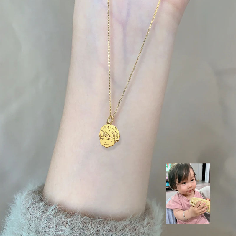 儿童孩子照片定制925纯银亲子项链手链diy个性创意设计小众戒指