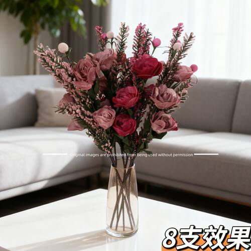 60cm仿真手工玫瑰花摆件餐桌假花摆设客厅卧室门店直播森系