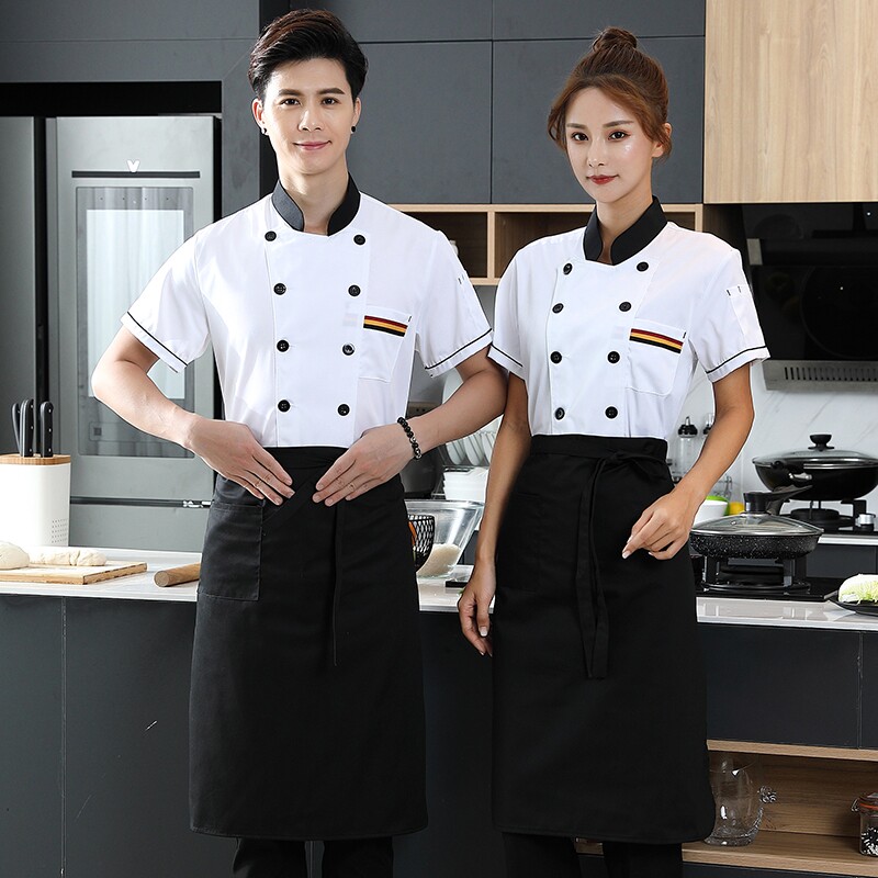 厨师工作服男女短袖夏装餐饮厨房衣服酒店饭店厨师服透气速干薄款