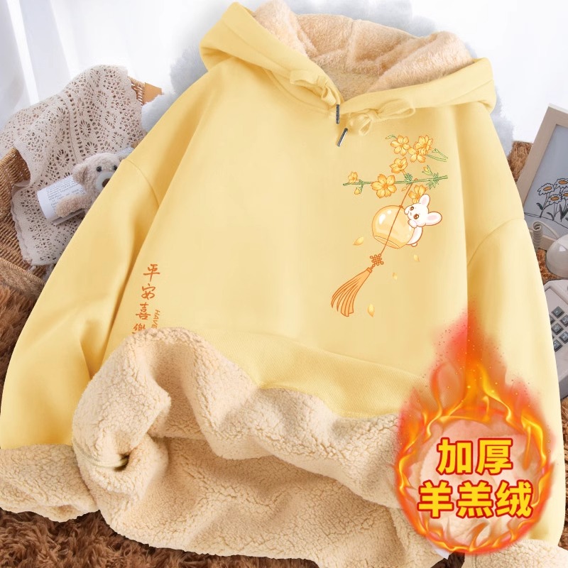 2024新款女装冬季羊羔绒连帽上衣