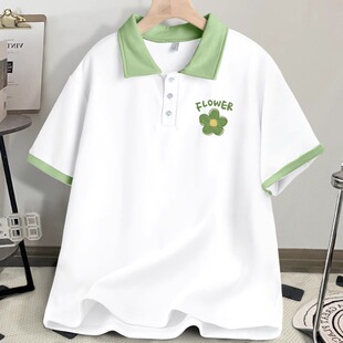 学生宽松上衣短袖t恤女2024新款女士夏季薄款polo领半袖体恤夏装