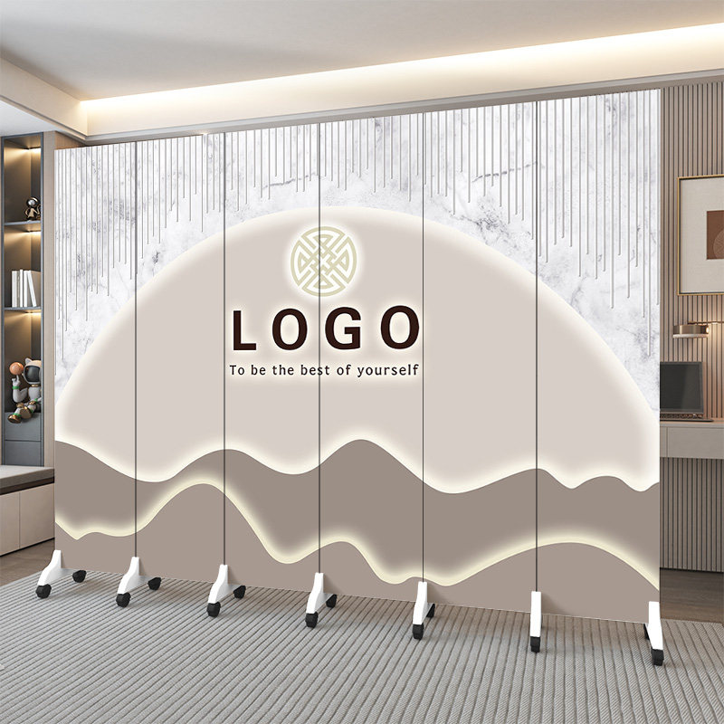 定制logo办公室屏风隔断式简约现代可折叠移动遮挡带滑轮2026新型图片