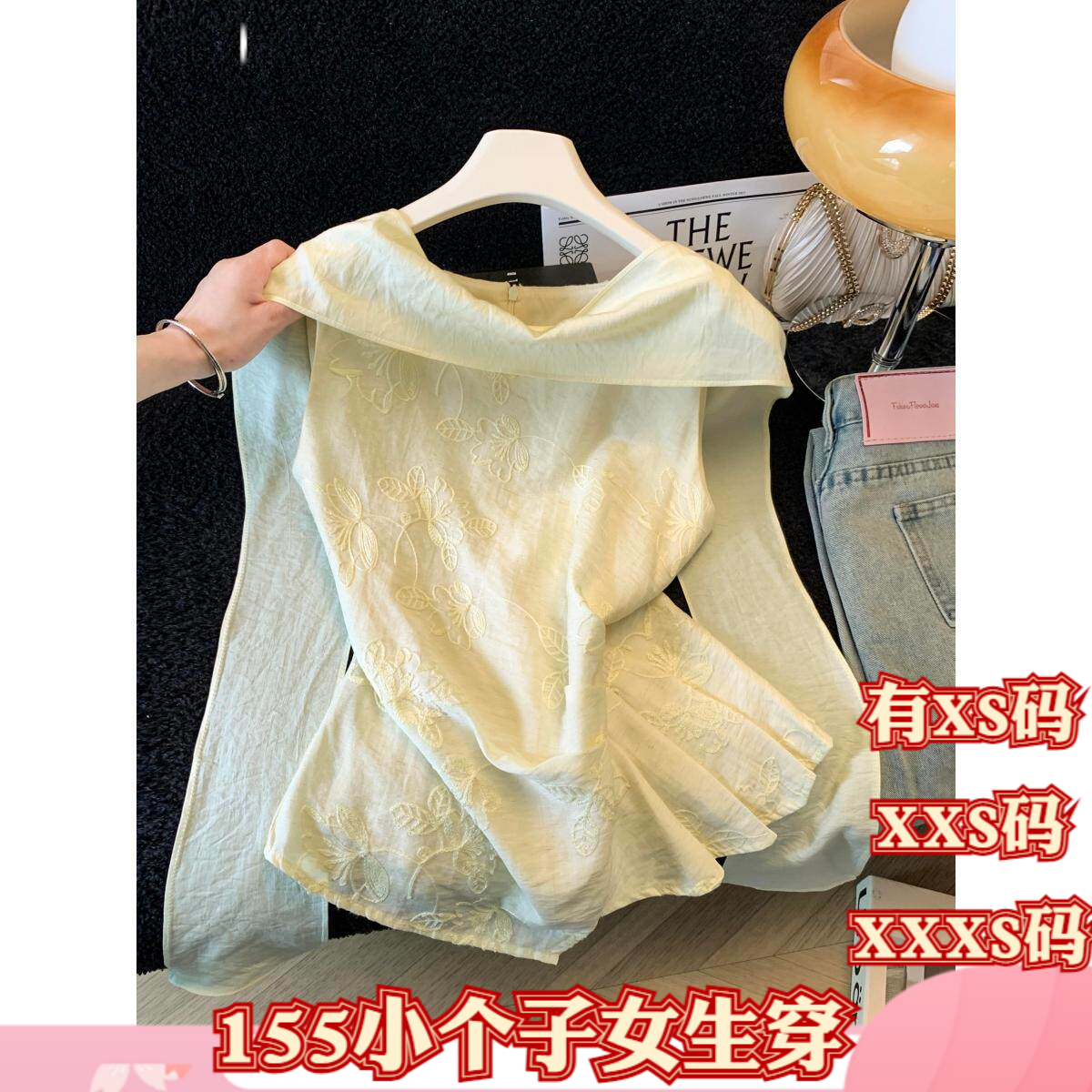 女装夏装加小码150cm显高矮个子XXXS系带挂脖无袖背心雪纺衬衫女