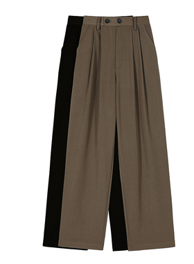 夏季黑色西装裤男坠感大码韩版宽松直筒阔腿休闲裤冰丝西裤长裤