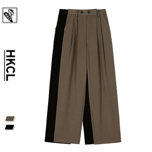 男坠感大码 韩版 宽松直筒阔腿休闲裤 夏季 长裤 裤 冰丝西裤 黑色西装