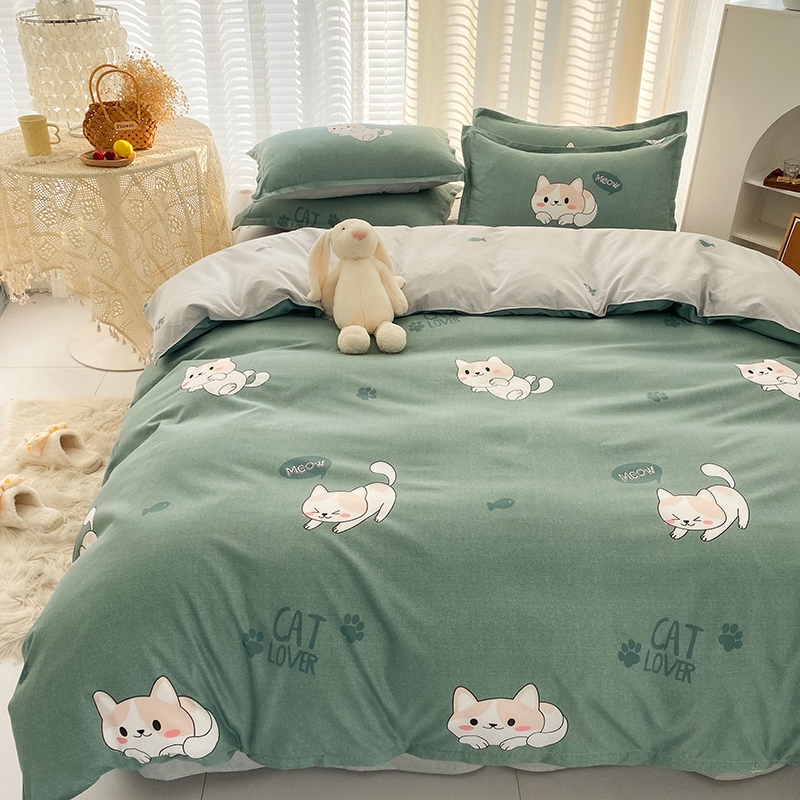 大学生宿舍床单人三件套非全棉纯棉床上用品全套一整套被四件套六