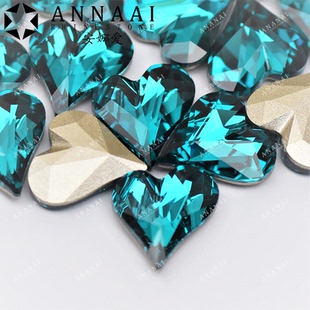 石 229蓝锆石 4809歪心 12MM 美甲钻华子超闪奥钻DIY奥钻 花式