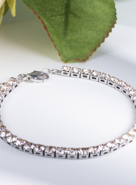 成品手链 纯银纯铜镀白金带尾链 月光白丝绸色DIY华子美甲钻配件