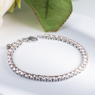 成品手链 纯银纯铜镀白金带尾链 月光白丝绸色DIY华子美甲钻配件