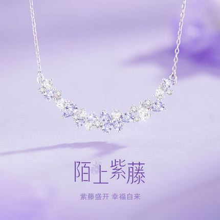 紫藤花微笑项链高级感轻奢小众女款女生锁骨链送女友闺蜜生日礼物