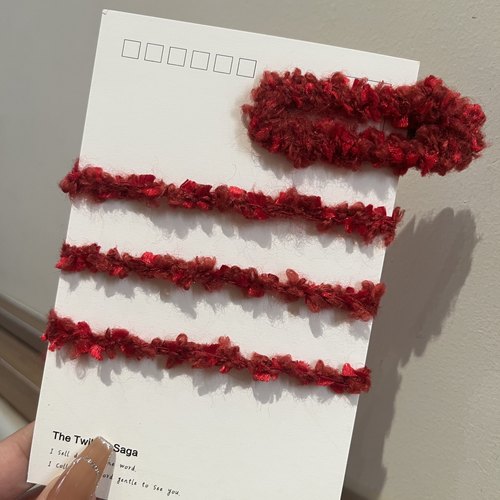 圈圈毛线红色发夹过年红刘海碎发夹新年甜系羊羔毛发饰diy材料包