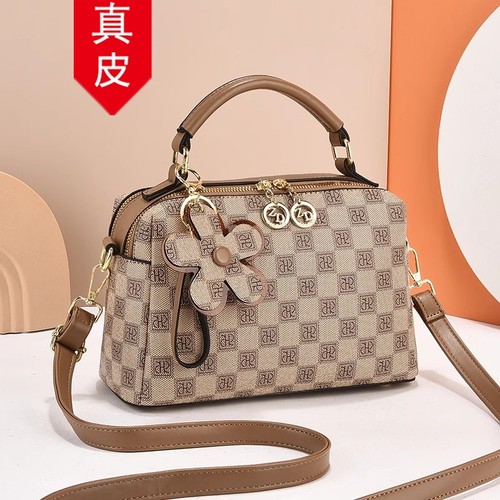 香港代购真皮印花单肩斜挎包