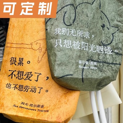 赫尔曼黑塞周边很累不想爱了杜邦纸袋定制logo大容量小众设计包