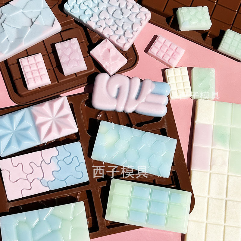 整版华夫巧克力片硅胶模具diy巧克力冰格烘焙工具网红糖果模具
