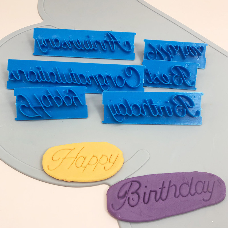 happy birthday  生日快乐英文祝福语翻糖塑料压膜 印模饼干压膜
