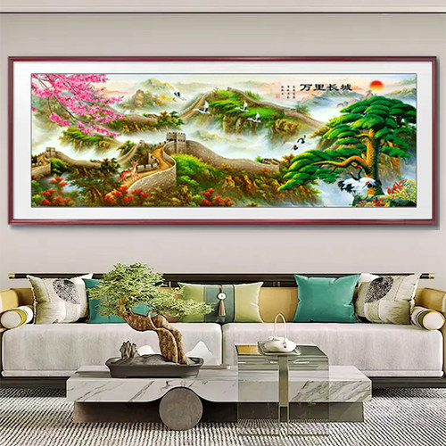 蒙娜丽莎十字绣线绣客厅大幅满绣