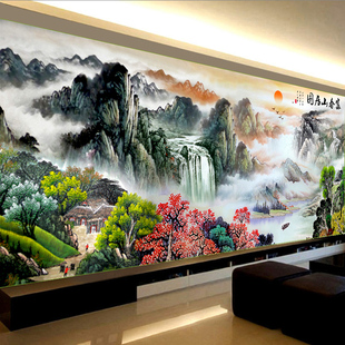 富春山居图十字绣2025新款 山水画3米 线绣客厅大幅高级感大气中式