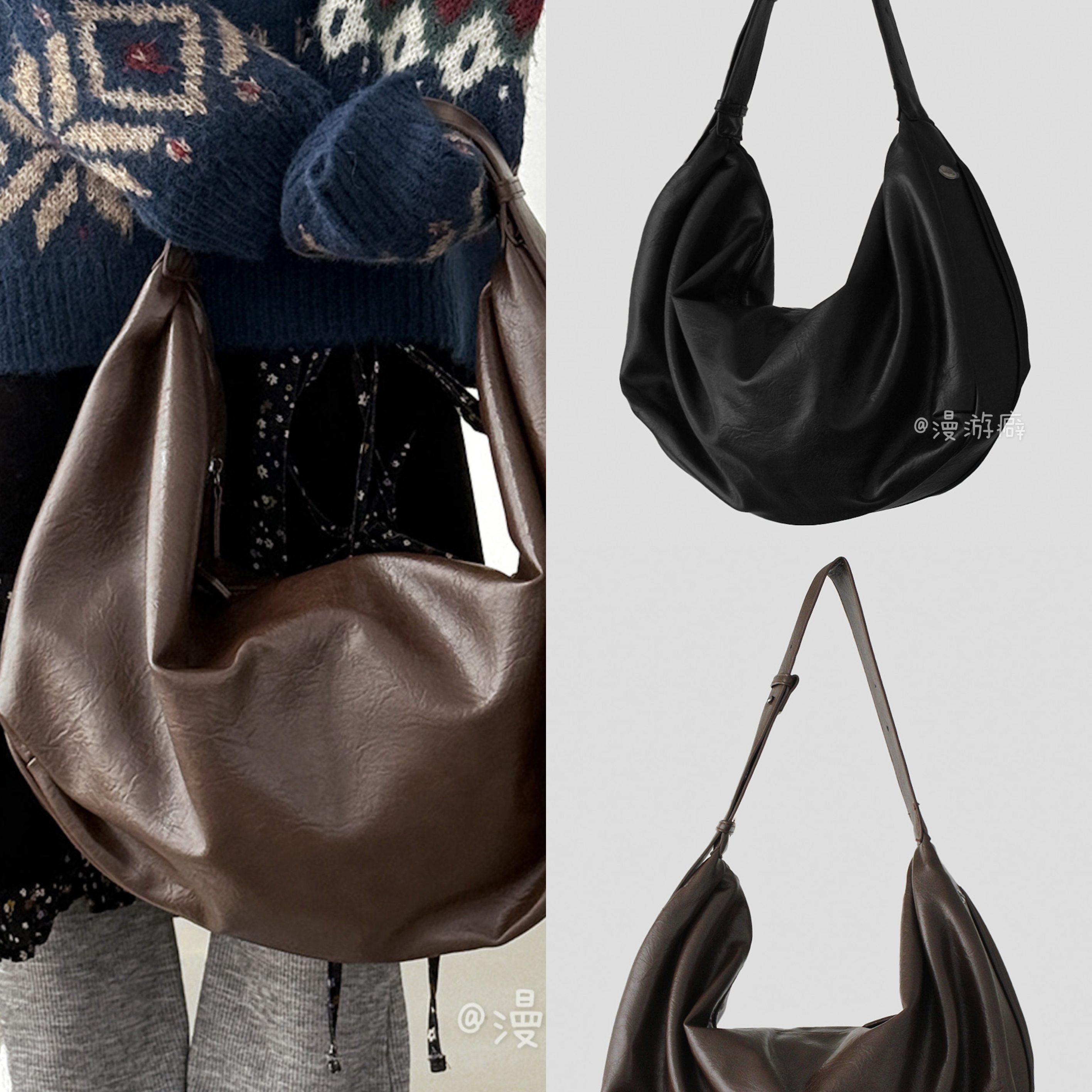 韩国小众设计师品牌local25秋冬新品百搭通勤单肩包腋下包月亮包