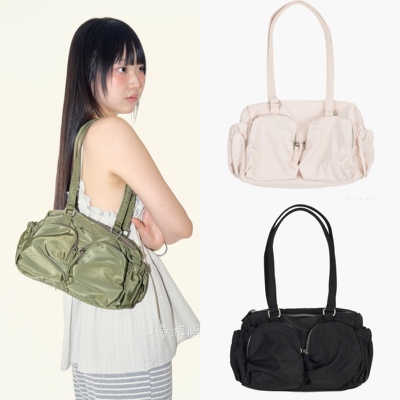 韩国新款raucohouse25年秋冬明星同款甜酷风口袋设计手提包腋下包