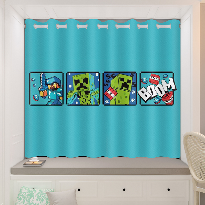 儿童卧室遮光窗帘可爱短帘小窗户飘窗男孩女孩卧室书房防晒定制