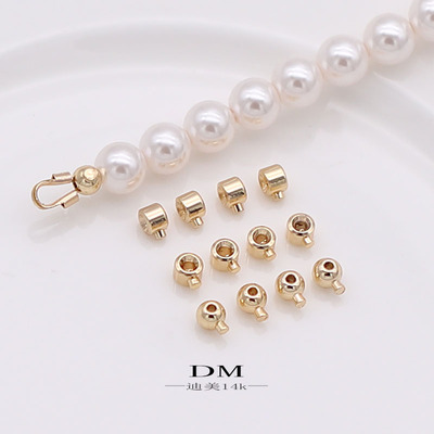 14K包金保色圆形定位珠定位球按扣diy纯银色手链项链收尾卡扣