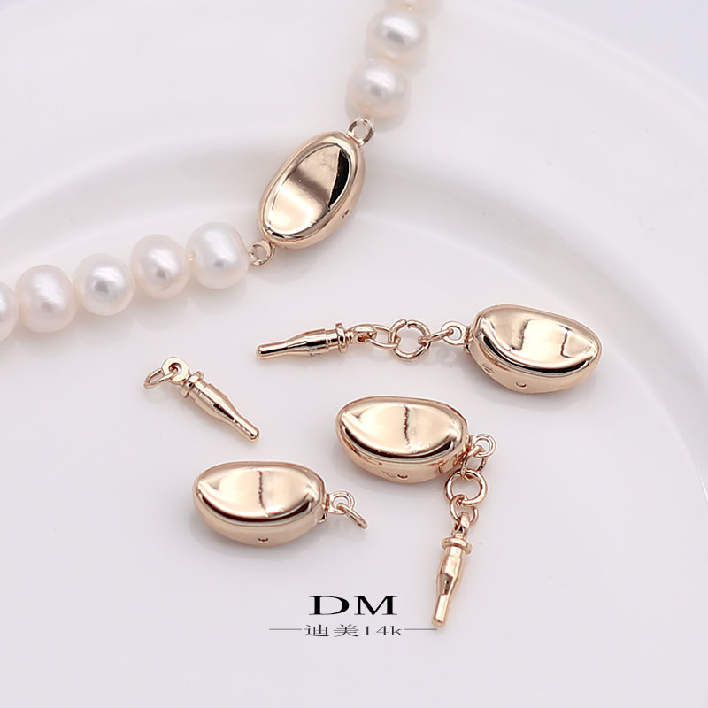 元宝扣月牙珍珠项链扣头收尾保色14k包金diy手链饰品配件迪美