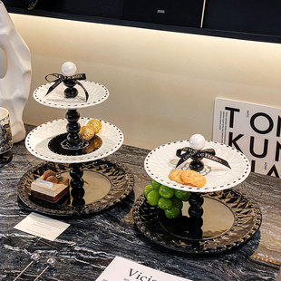 法式陶瓷多层果盘客厅2025新款水果盘高档精致茶几零食糖果摆放盘
