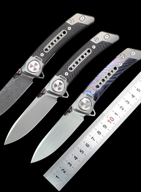 户外生存折叠刀大马士革钢m390钢刀锆马钛合金小刀随身口袋刀防身