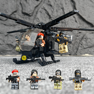 小鸟直升机特种兵MOC积木军事反派人仔特警适用乐高拼装玩具模型