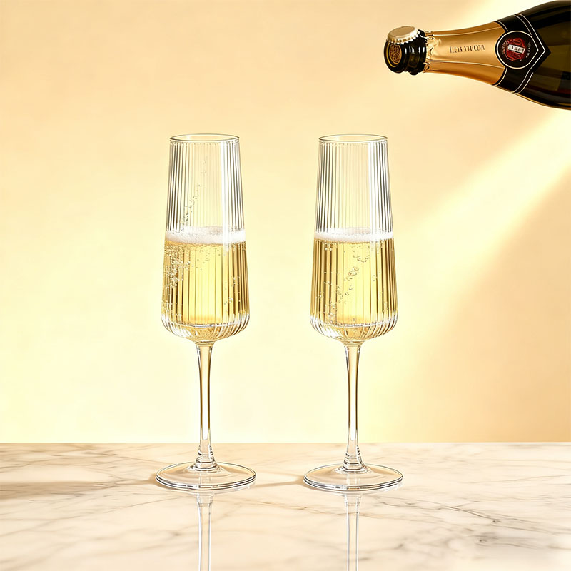 条纹香槟杯水晶玻璃高脚杯餐厅餐厅高颜值杯聚餐红酒杯果酒杯子
