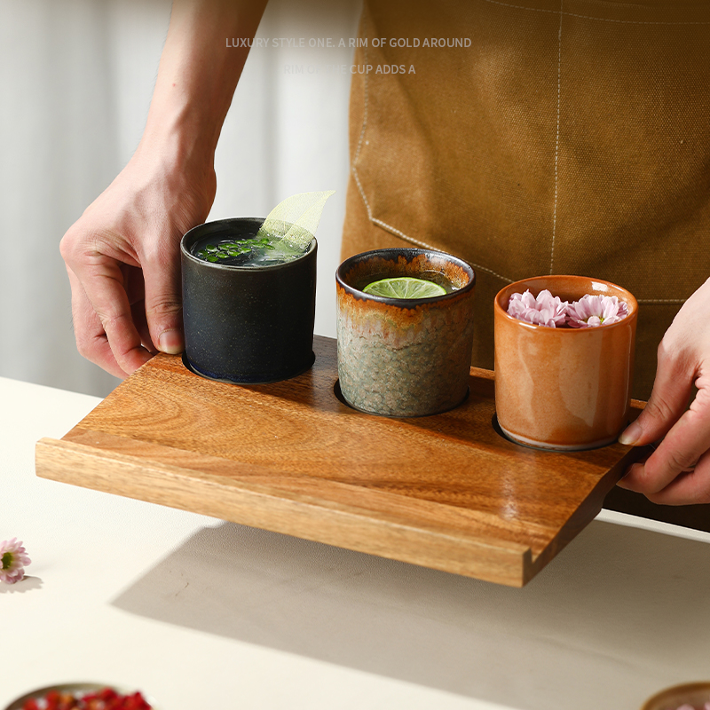 中式复古陶瓷杯套装一豆三喝特调杯微醺酒杯鸡尾酒杯茶杯咖啡杯