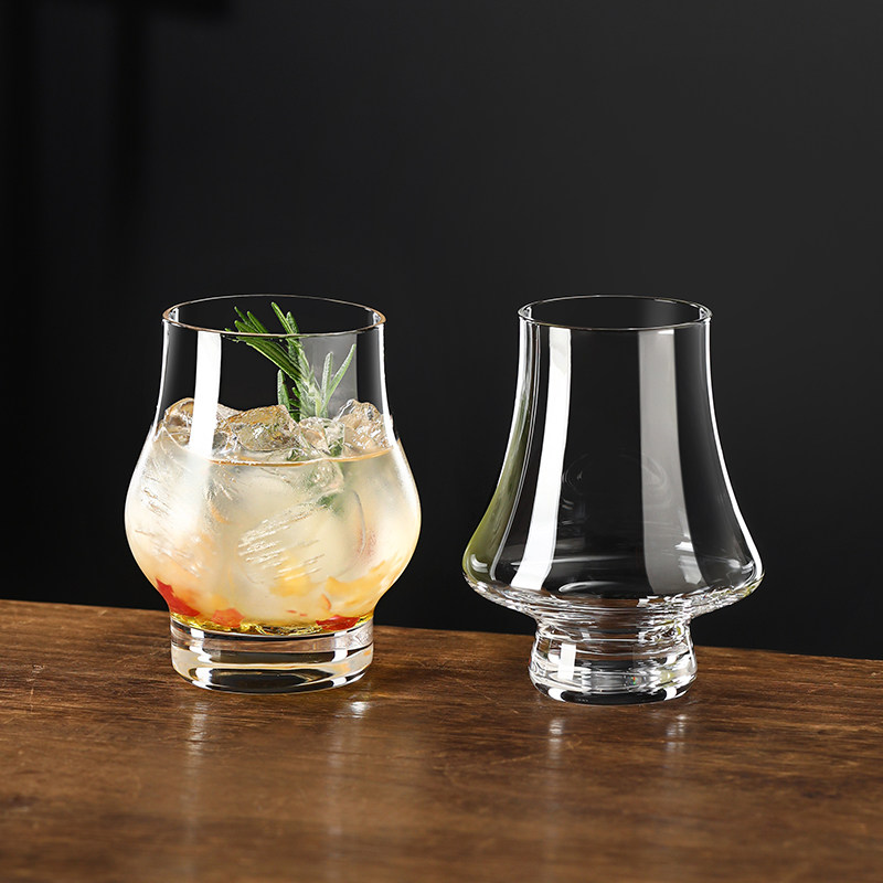 小众收口鸡尾酒杯调酒杯子冷饮杯威士忌杯气泡水杯饮品咖啡玻璃杯