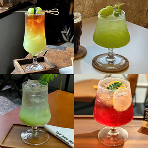 ins风矮脚玻璃杯鸡尾酒杯饮品杯苏打气泡水杯饮料调酒杯子高级感