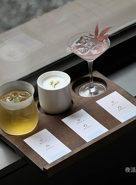 实木咖啡杯托盘一豆三喝杯盘创意三孔咖啡木托盘一茶三喝杯盘茶托